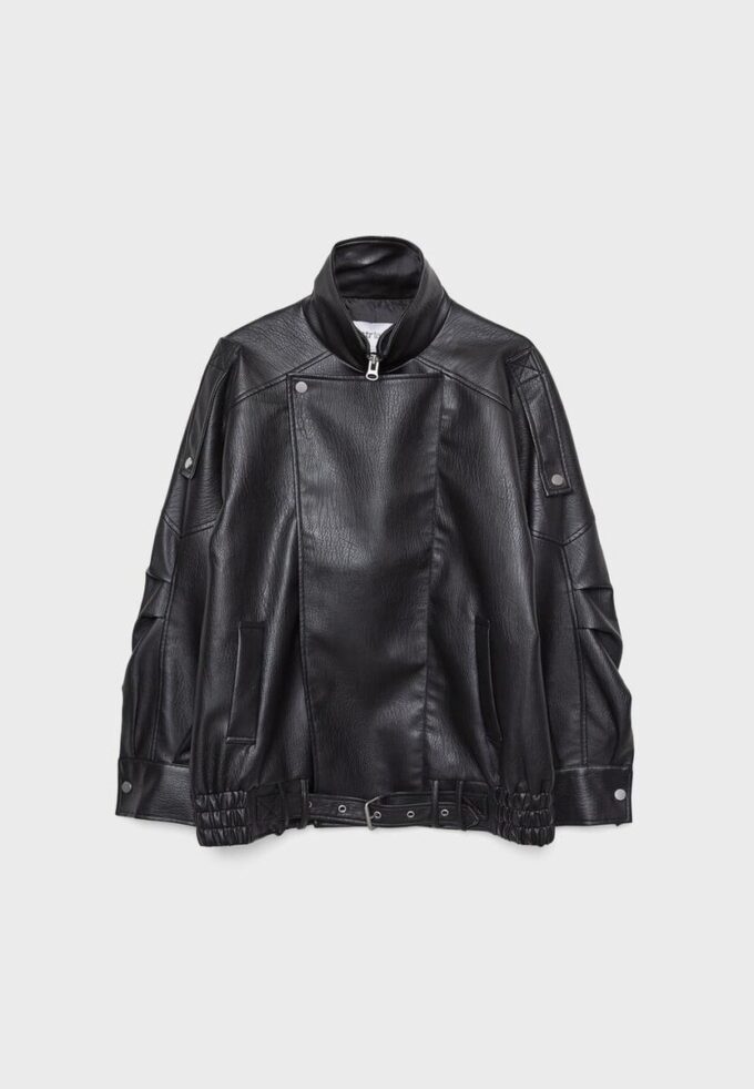 Oversize Faux Leather Lapel Jacket Oversize Faux Leather Lapel Jacket