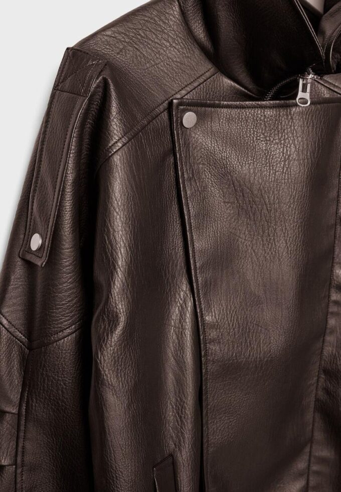 Oversize Faux Leather Lapel Jacket Oversize Faux Leather Lapel Jacket