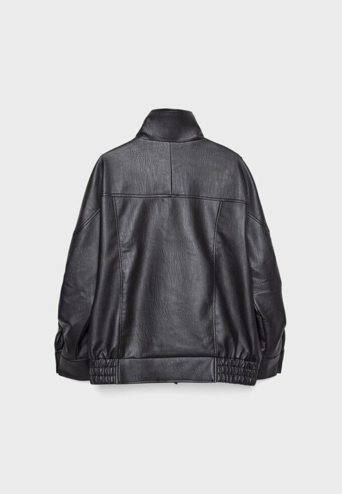 Oversize Faux Leather Lapel Jacket Oversize Faux Leather Lapel Jacket