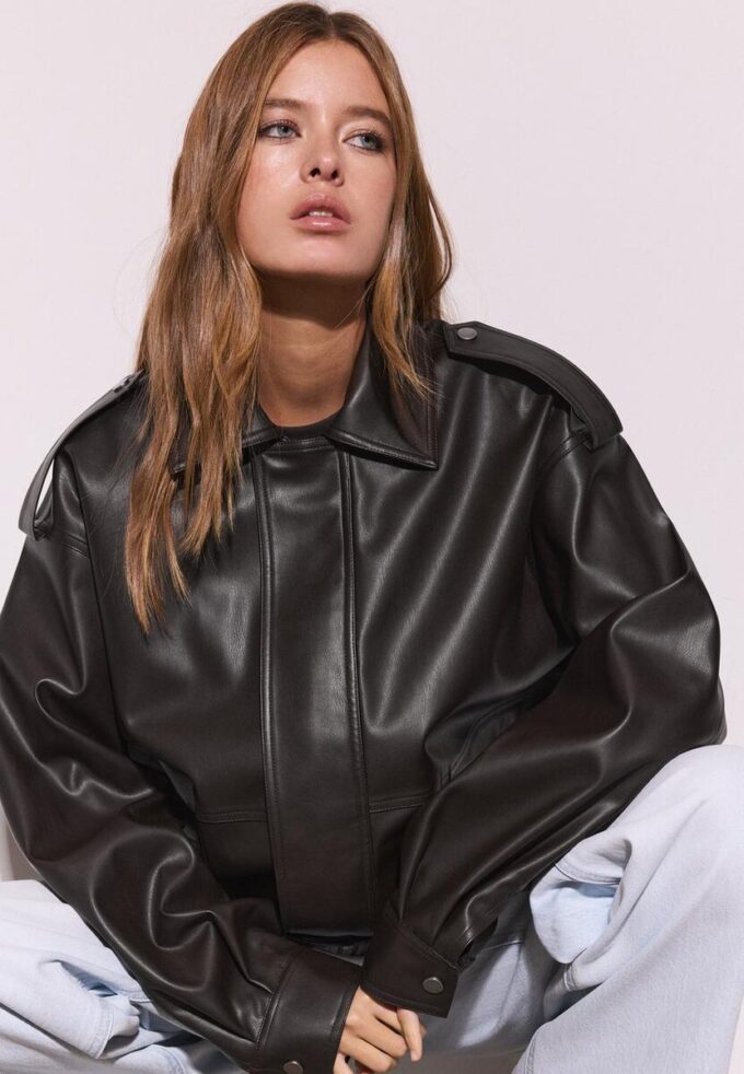 Oversize Leather Effect Biker Jacket Oversize Leather Effect Biker Jacket