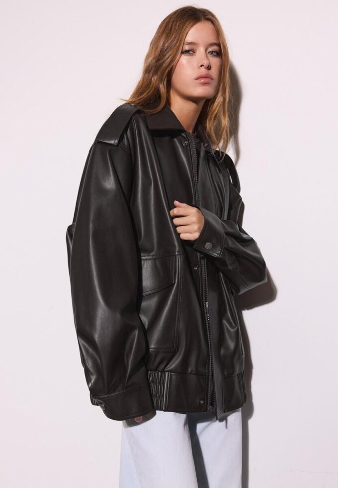 Oversize Leather Effect Biker Jacket Oversize Leather Effect Biker Jacket