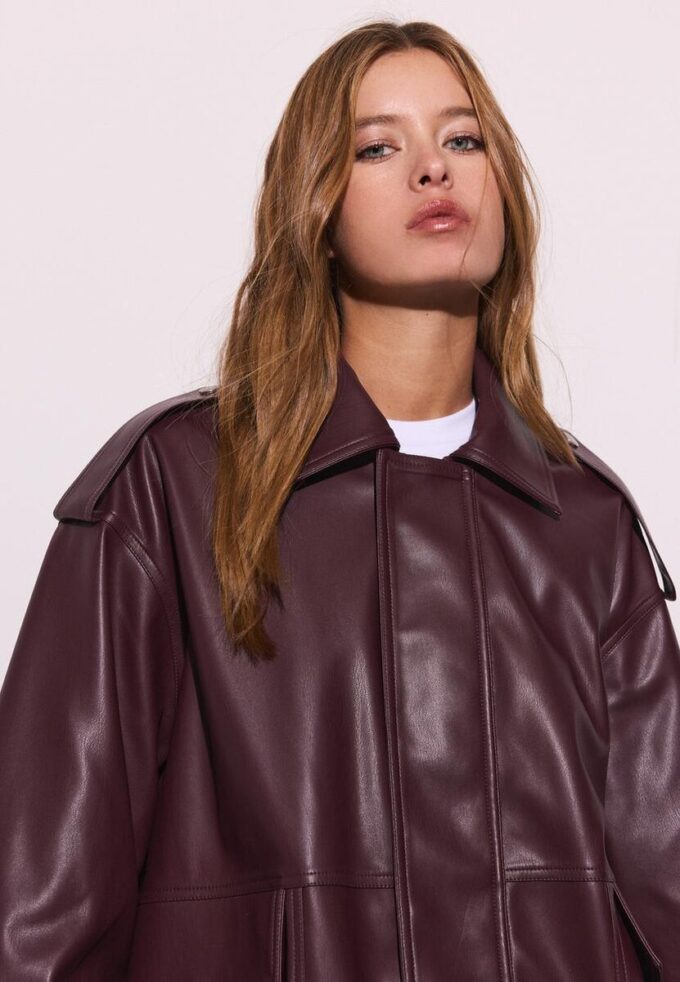 Oversize Leather Effect Biker Jacket