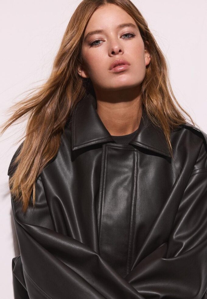 Oversize Leather Effect Biker Jacket Oversize Leather Effect Biker Jacket