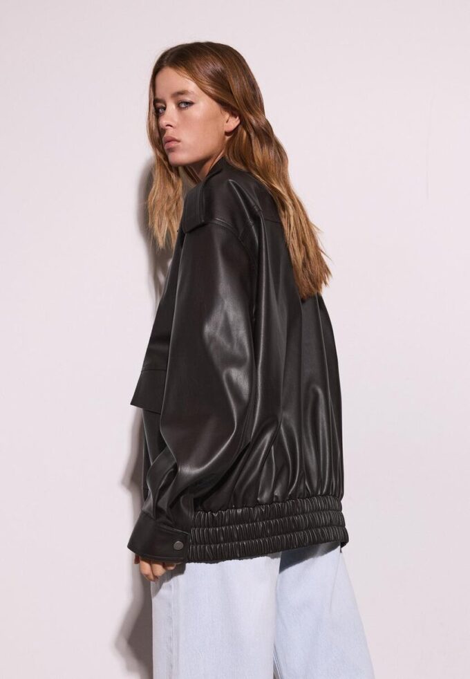 Oversize Leather Effect Biker Jacket Oversize Leather Effect Biker Jacket