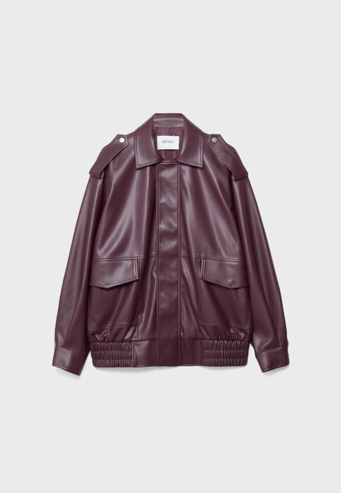 Oversize Leather Effect Biker Jacket