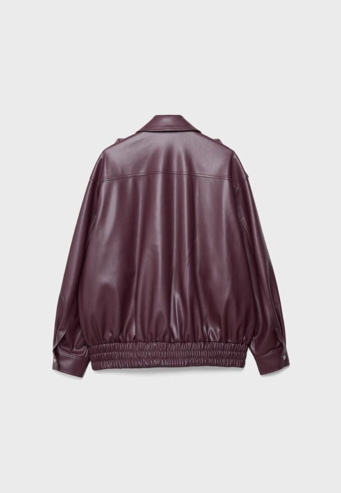 Oversize Leather Effect Biker Jacket