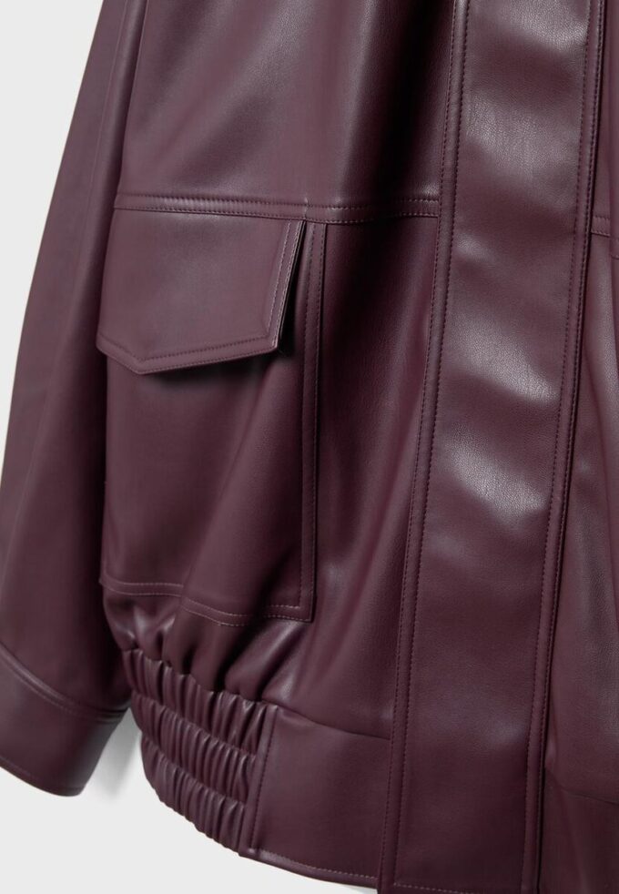 Oversize Leather Effect Biker Jacket