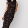 Polka Dot Tulle Sleeveless Midi Dress