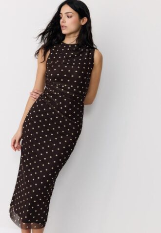 Polka Dot Tulle Sleeveless Midi Dress Polka Dot Tulle Sleeveless Midi Dress