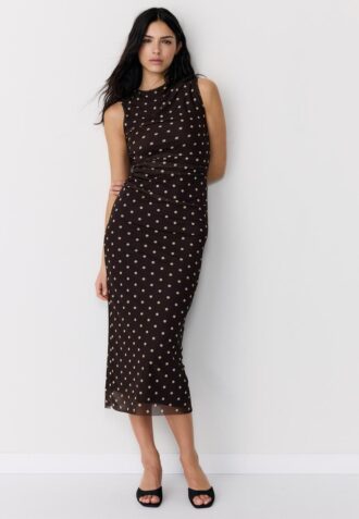 Polka Dot Tulle Sleeveless Midi Dress Polka Dot Tulle Sleeveless Midi Dress