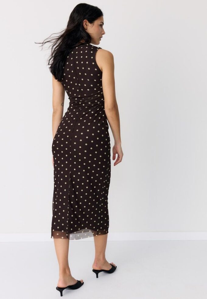 Polka Dot Tulle Sleeveless Midi Dress