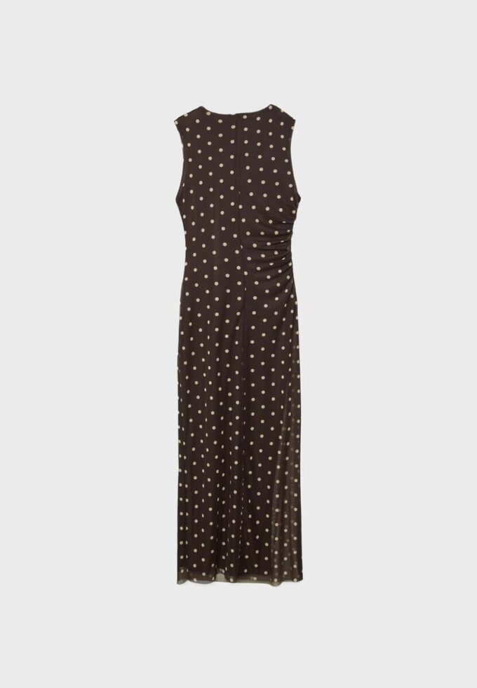 Polka Dot Tulle Sleeveless Midi Dress