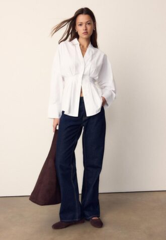 Poplin Shirt with Pleats