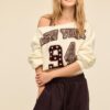 Printed Boat Neck Sweatshirt