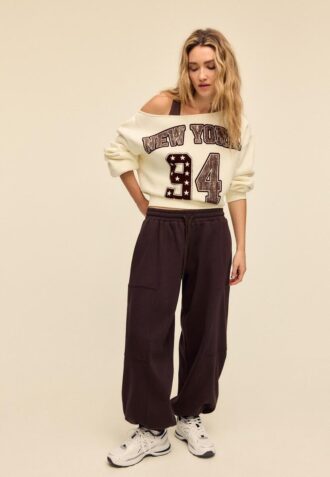 Printed Boat Neck Sweatshirt