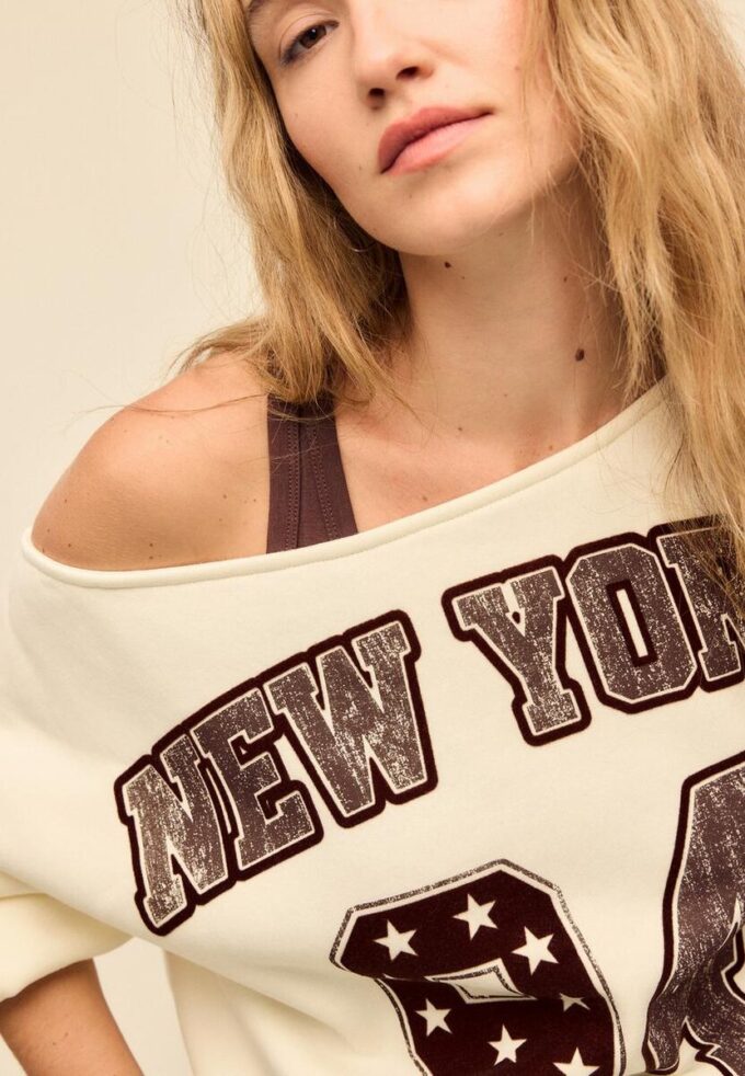 Printed Boat Neck Sweatshirt