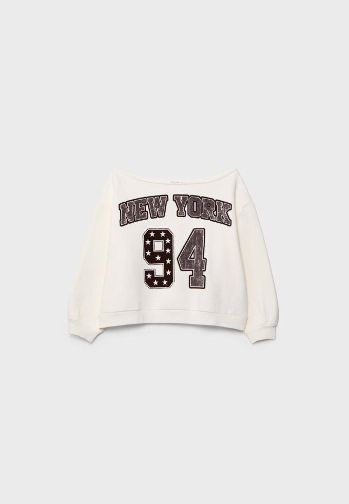 Printed Boat Neck Sweatshirt
