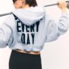 Printed Hooded Bomber Sweatshirt