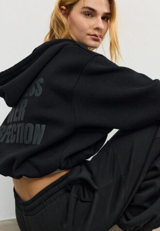 Printed Hooded Bomber Sweatshirt