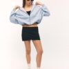 Printed Hooded Bomber Sweatshirt