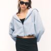 Printed Hooded Bomber Sweatshirt
