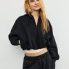 Printed Hooded Bomber Sweatshirt