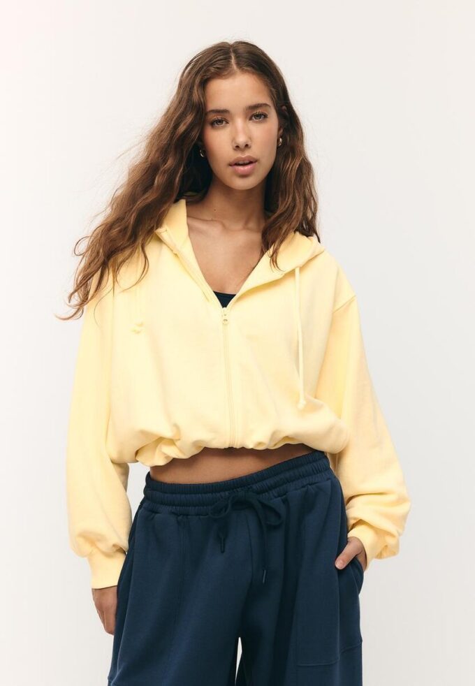Printed Hooded Bomber Sweatshirt Printed Hooded Bomber Sweatshirt