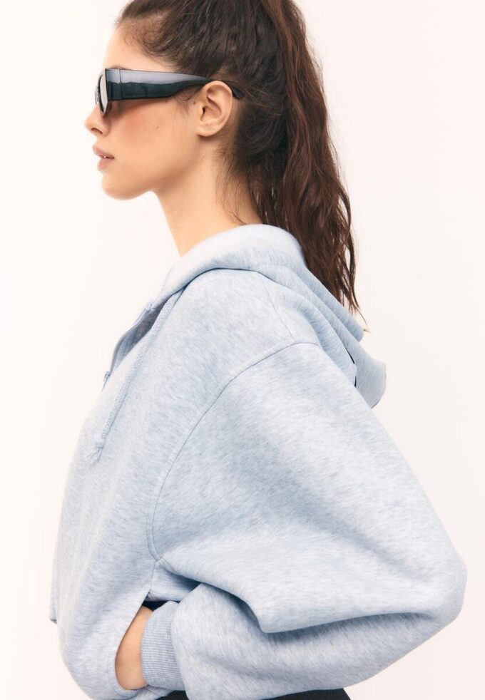 Printed Hooded Bomber Sweatshirt