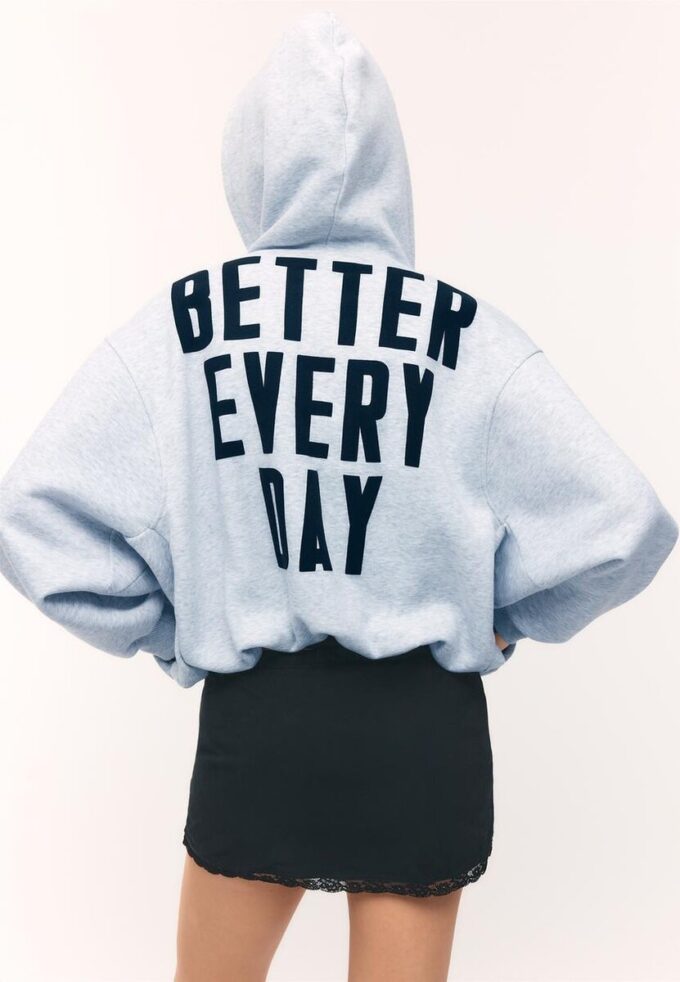 Printed Hooded Bomber Sweatshirt
