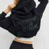 Printed Hooded Bomber Sweatshirt