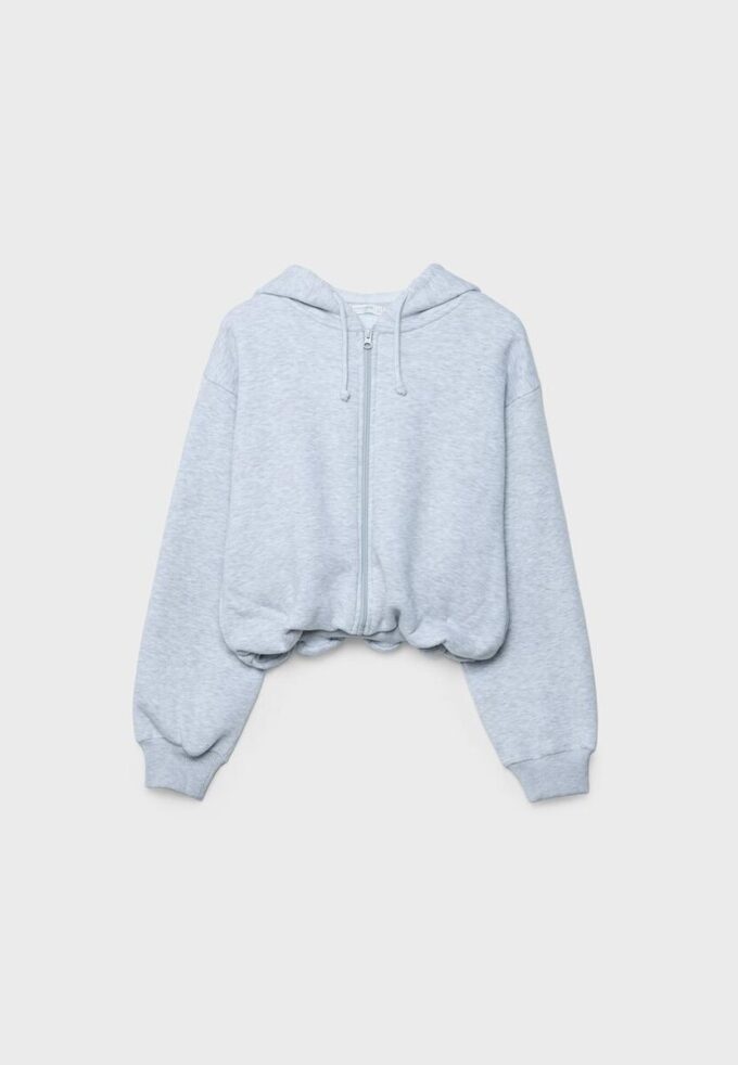 Printed Hooded Bomber Sweatshirt