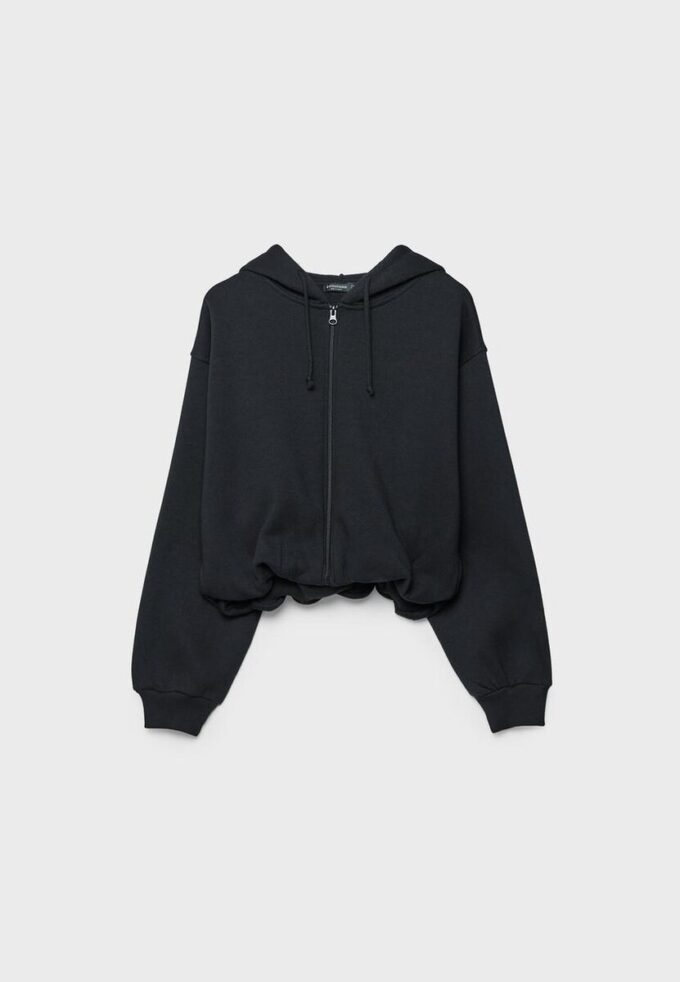 Printed Hooded Bomber Sweatshirt