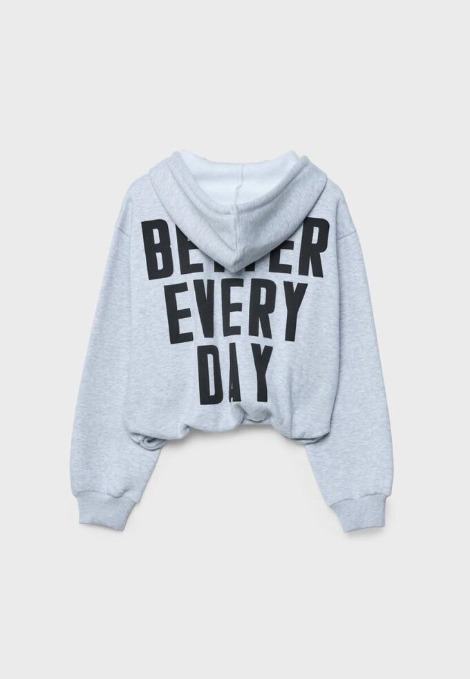 Printed Hooded Bomber Sweatshirt