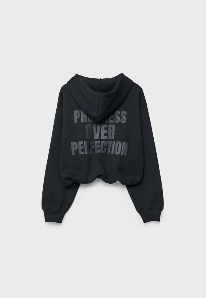 Printed Hooded Bomber Sweatshirt