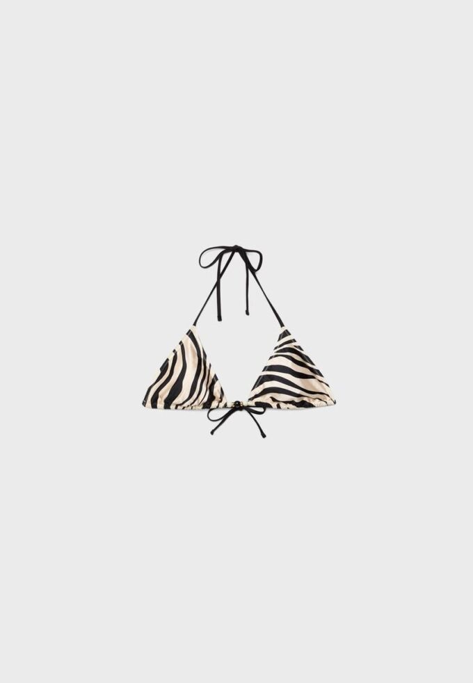 Printed Satin Triangle Bikini Top Printed Satin Triangle Bikini Top