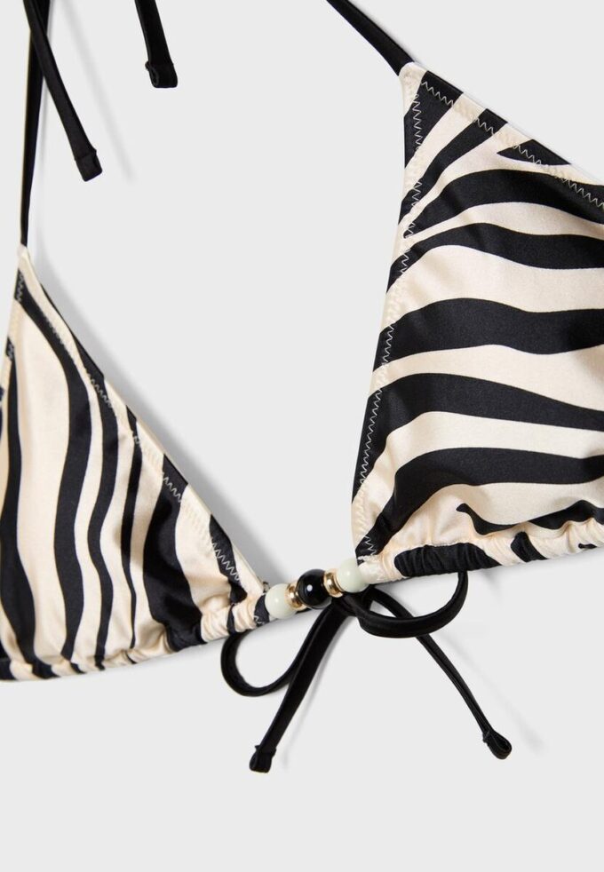 Printed Satin Triangle Bikini Top Printed Satin Triangle Bikini Top
