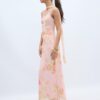 Printed Tulle Midi Dress with Scarf