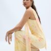 Printed Tulle Midi Dress with Scarf