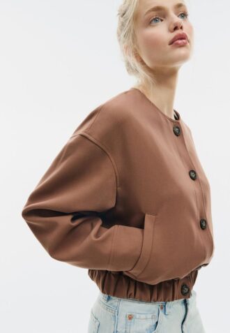 Puff Sleeve Round Neck Jacket