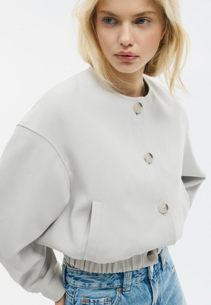 Puff Sleeve Round Neck Jacket Puff Sleeve Round Neck Jacket