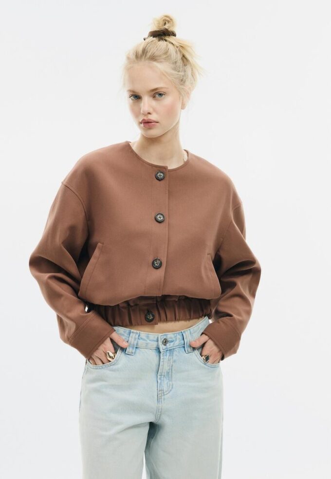 Puff Sleeve Round Neck Jacket Puff Sleeve Round Neck Jacket