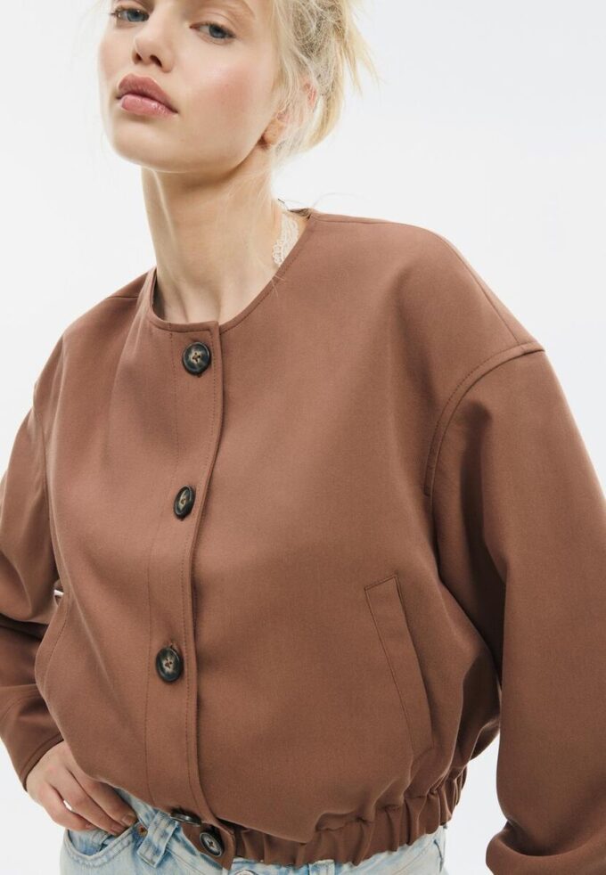 Puff Sleeve Round Neck Jacket Puff Sleeve Round Neck Jacket