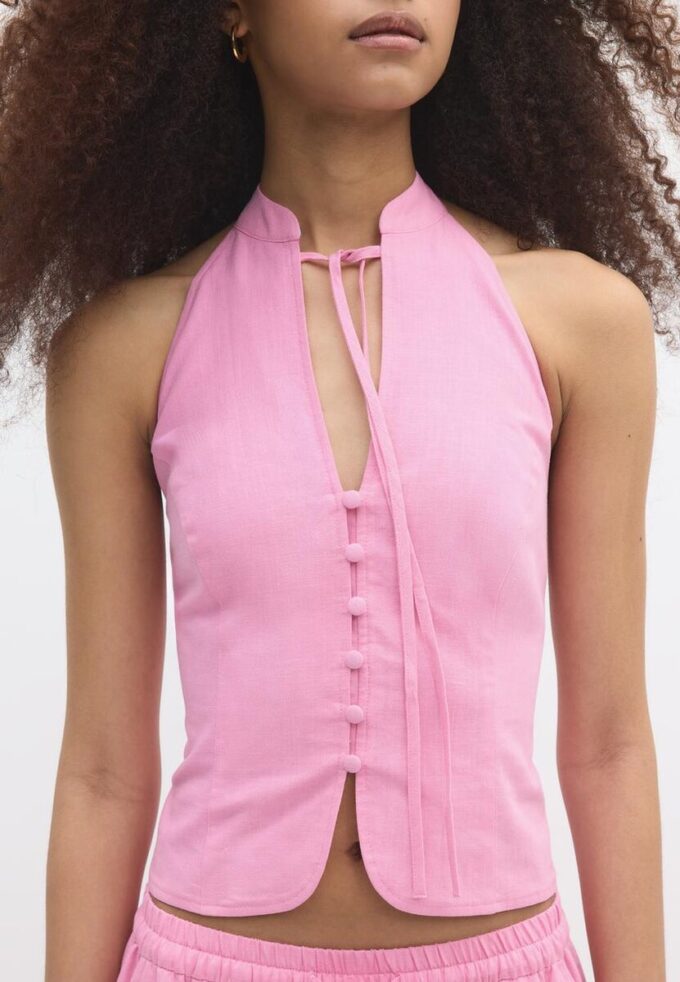 Qipao Halter Button Top