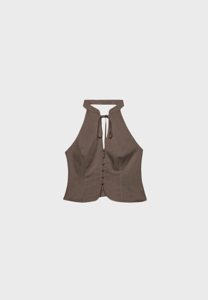 Qipao Halter Button Top Qipao Halter Button Top