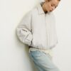 Quilted Leather Effect Bomber Jacket Quilted Leather Effect Bomber Jacket