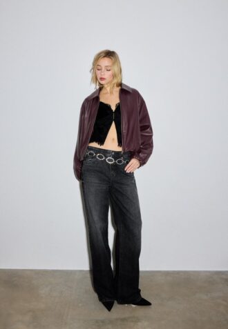 Quilted Leather Effect Bomber Jacket