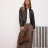Quilted Leather Effect Bomber Jacket