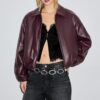 Quilted Leather Effect Bomber Jacket