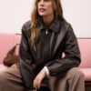 Quilted Leather Effect Bomber Jacket