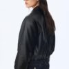 Quilted Leather Effect Bomber Jacket Quilted Leather Effect Bomber Jacket